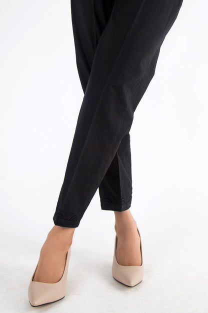 Embellished Cotton Slub Pants - Black