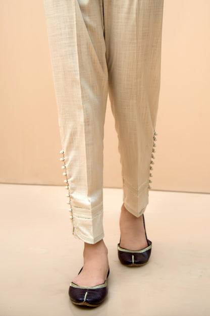Embellished Tulip Cut Pants  - Beige