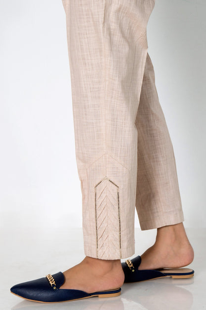 Embellished Cigarette Pants - Beige