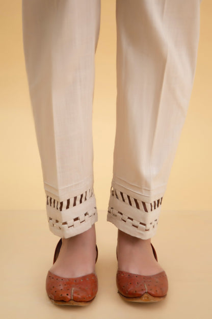 Embellished Cotton Slub Ciggerate Pants
