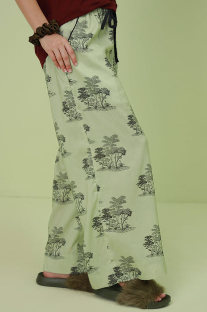 Basic Linen Viscose Bottom - Tea Green