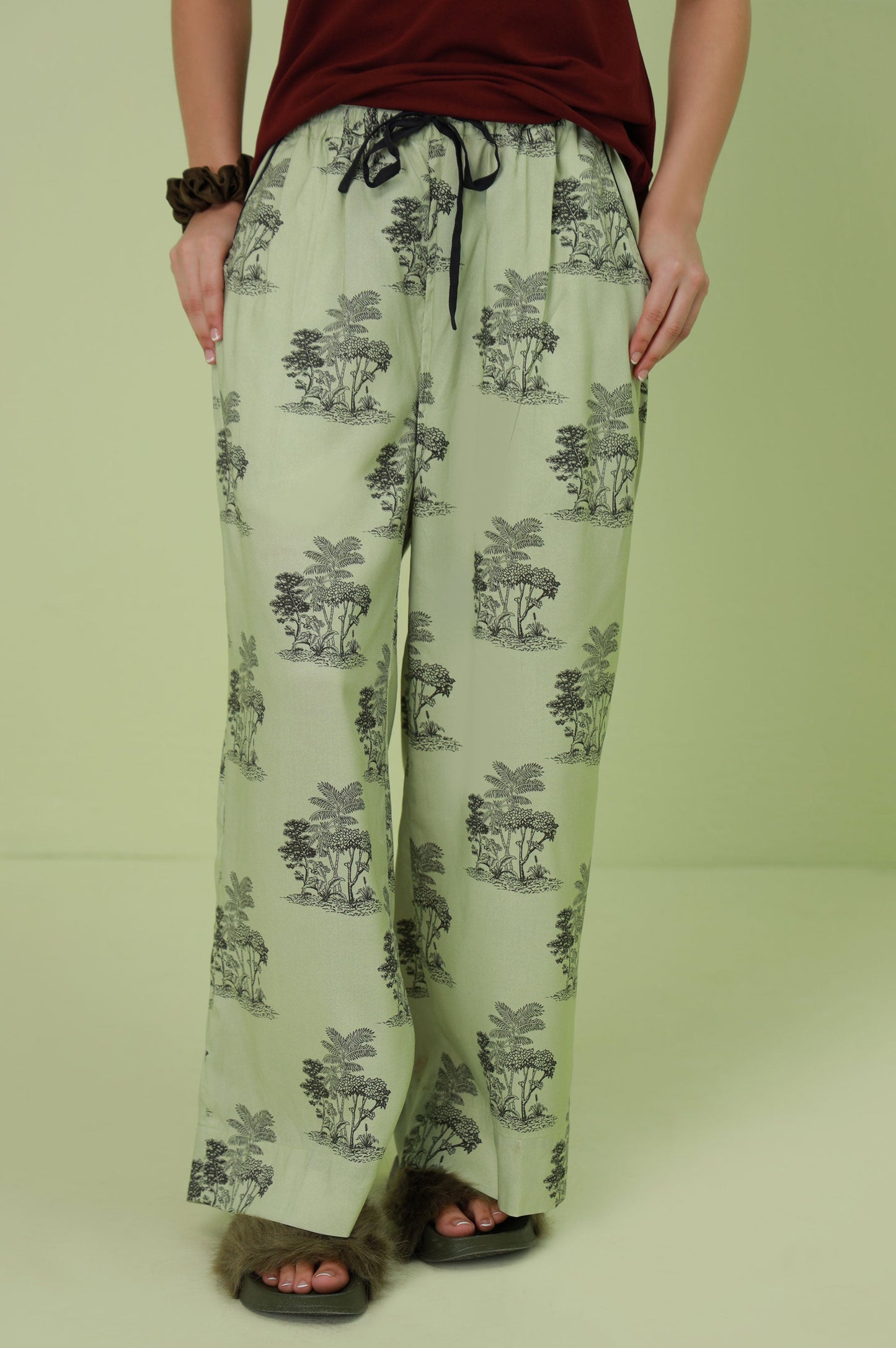 Basic Linen Viscose Bottom - Tea Green