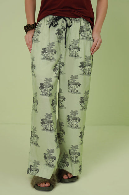 Basic Linen Viscose Bottom - Tea Green