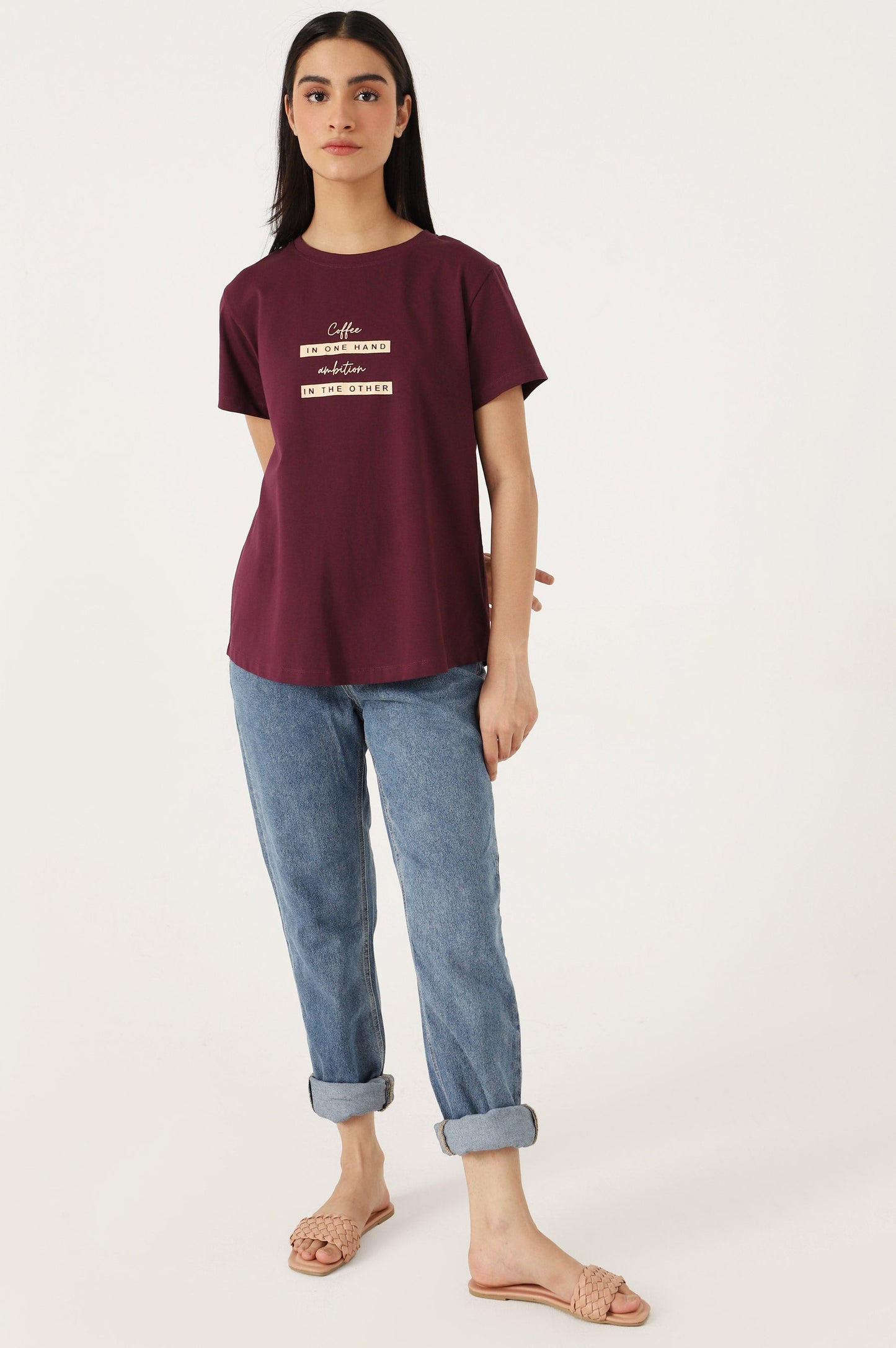 Crew Neck Half Sleeves Tee