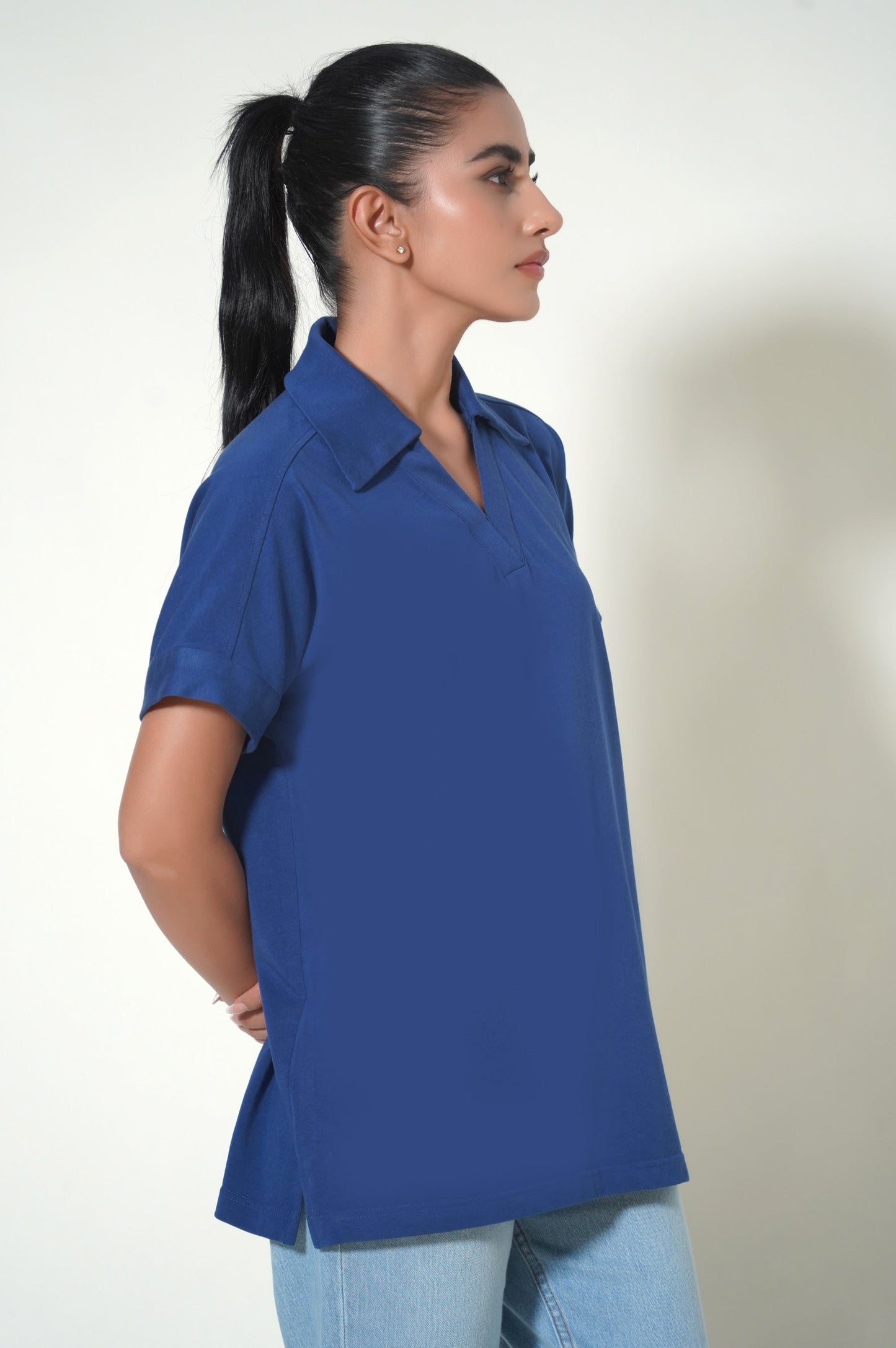 Royal Blue Collar Neck T-Shirt