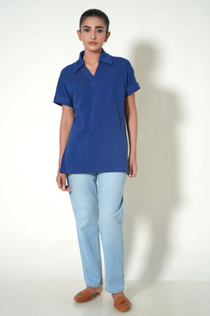 Royal Blue Collar Neck T-Shirt