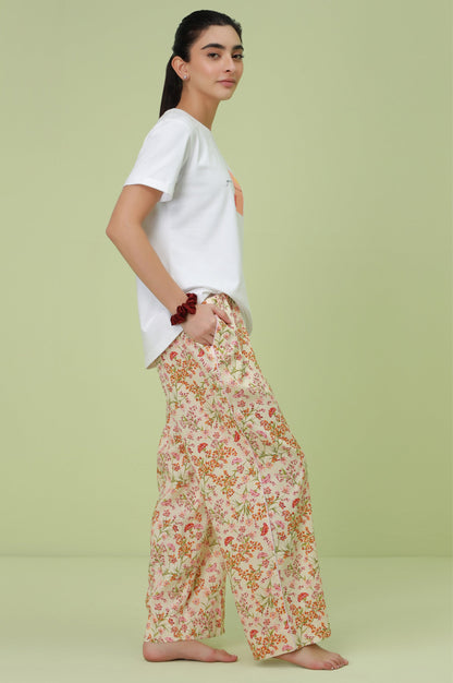 Crew Neck Half Sleeves Tee - White