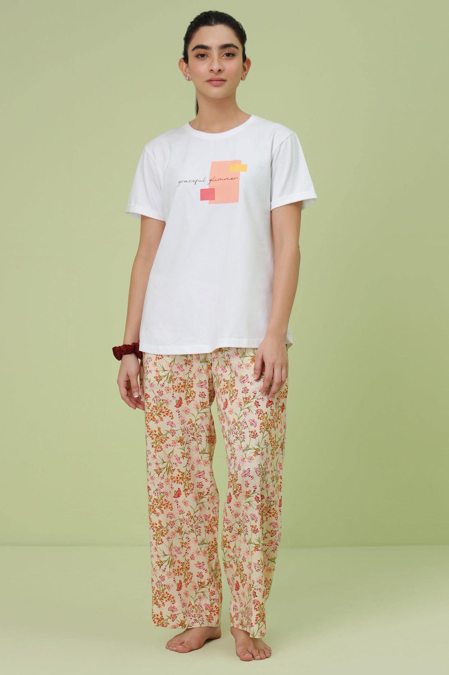 Crew Neck Half Sleeves Tee - White