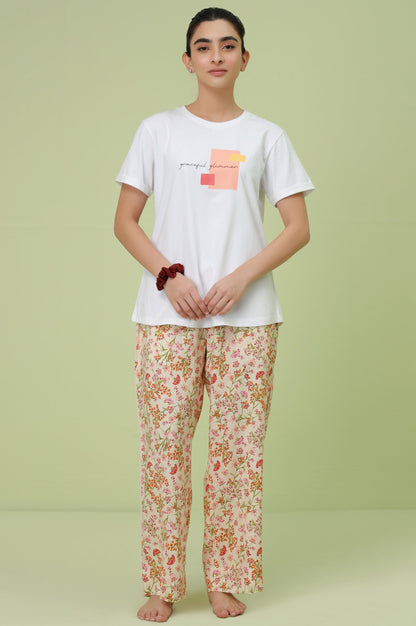 Crew Neck Half Sleeves Tee - White