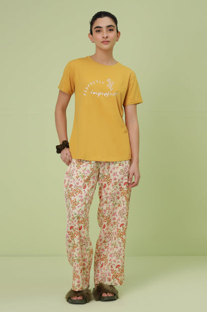 Crew Neck Half Sleeves Tee - Mustard