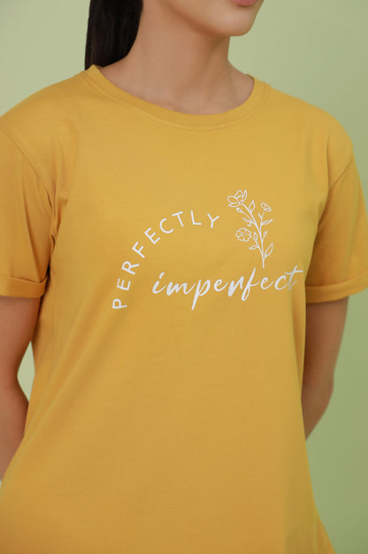 Crew Neck Half Sleeves Tee - Mustard