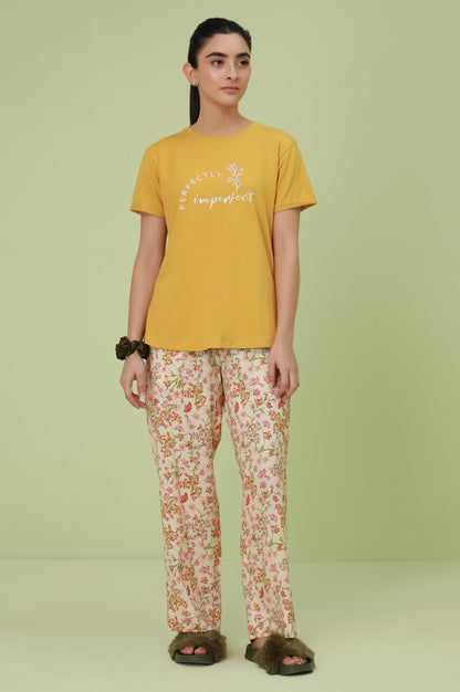 Crew Neck Half Sleeves Tee - Mustard