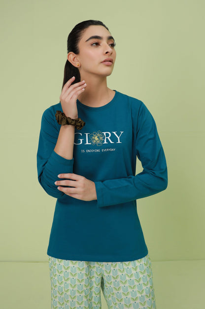 Crew Neck Full Sleeves Tee - Blue