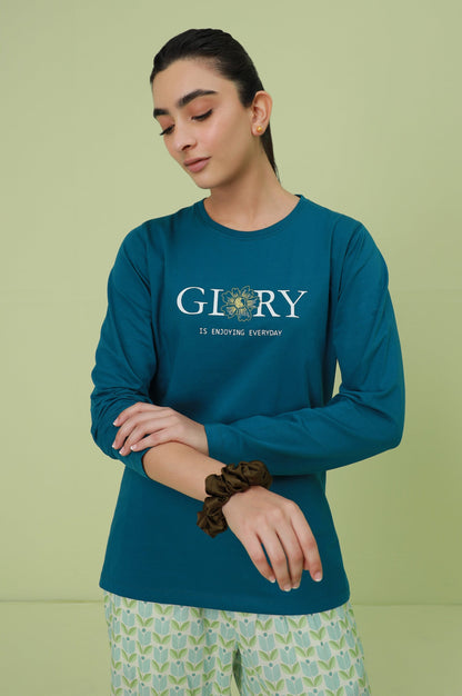 Crew Neck Full Sleeves Tee - Blue