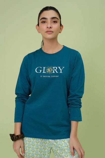 Crew Neck Full Sleeves Tee - Blue