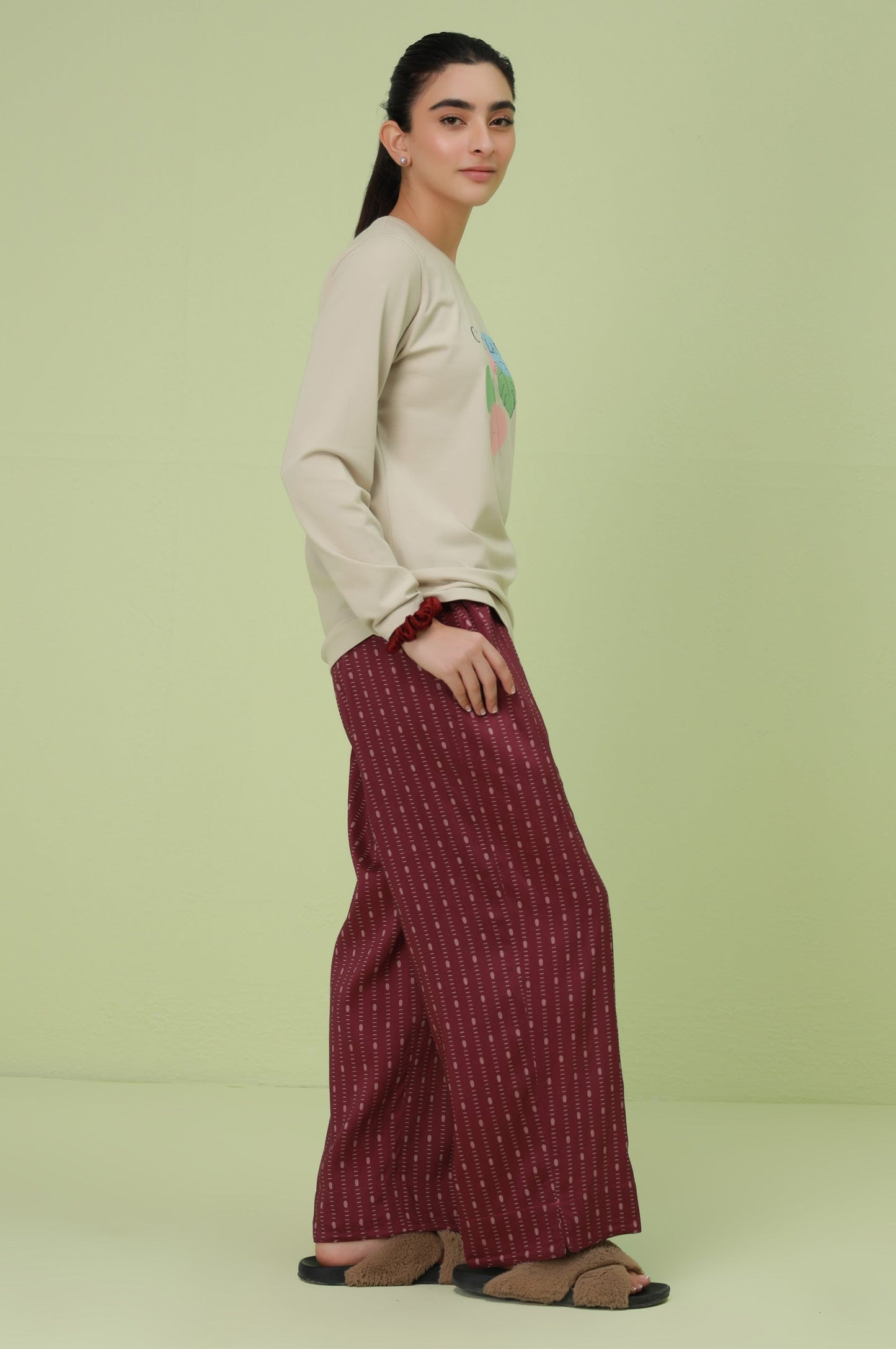 Crew Neck Full Sleeves Tee - Beige