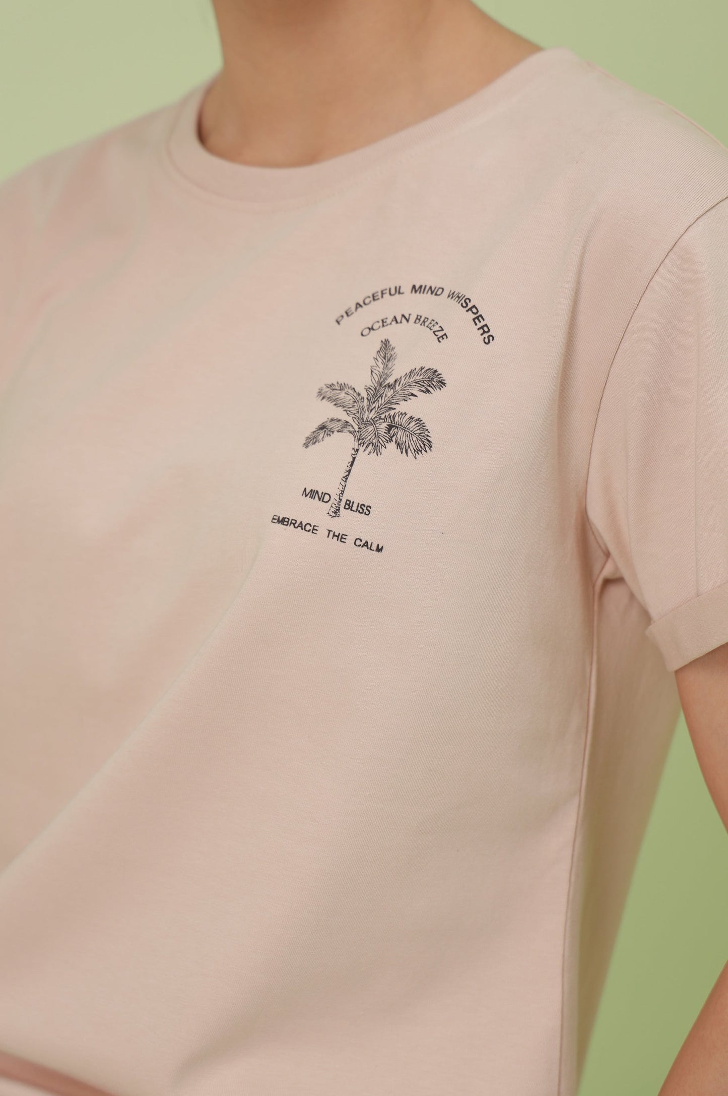 Crew Neck Half Sleeves Tee - Pink