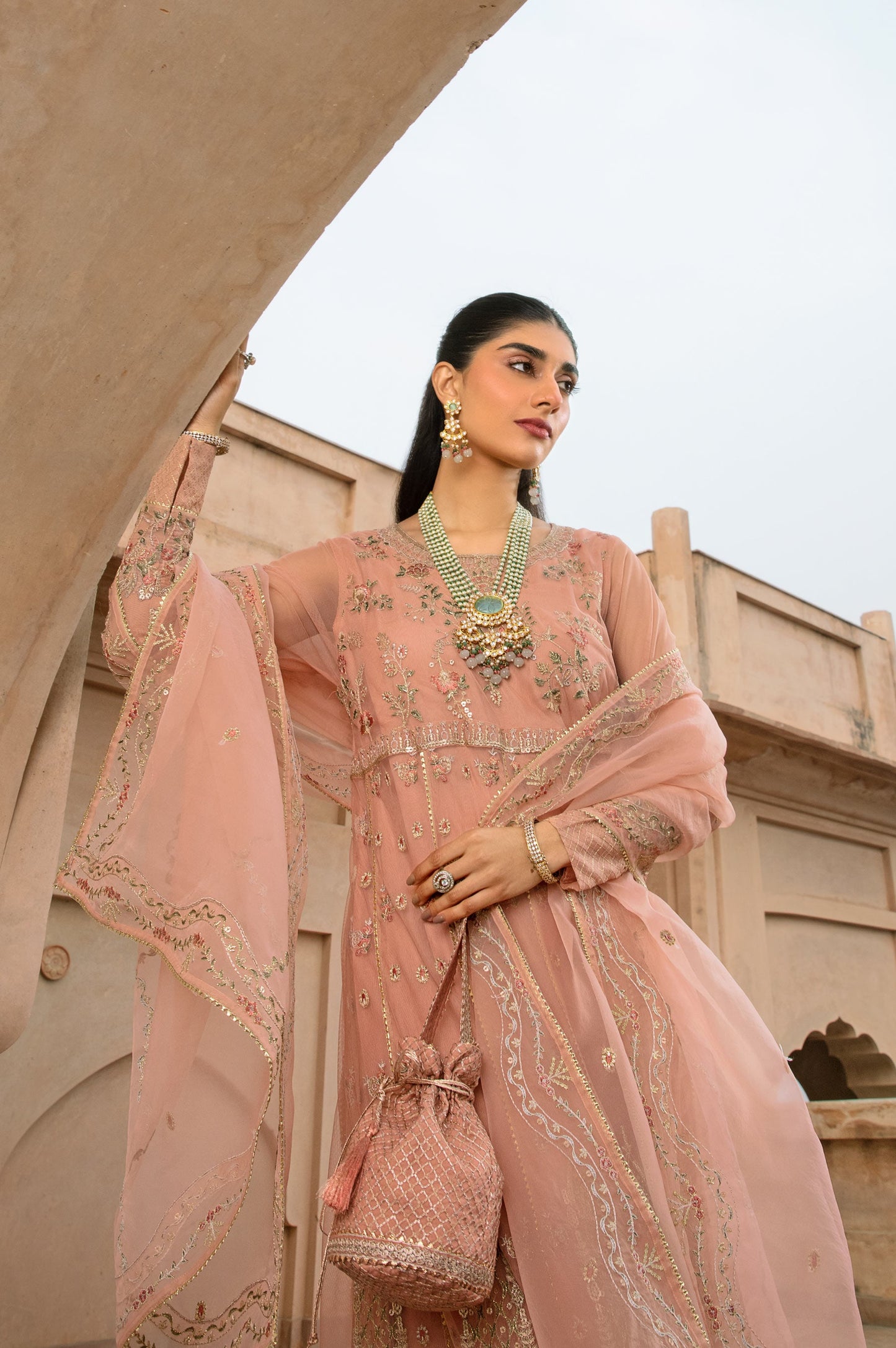 3 Piece Embroidered Net Suit
