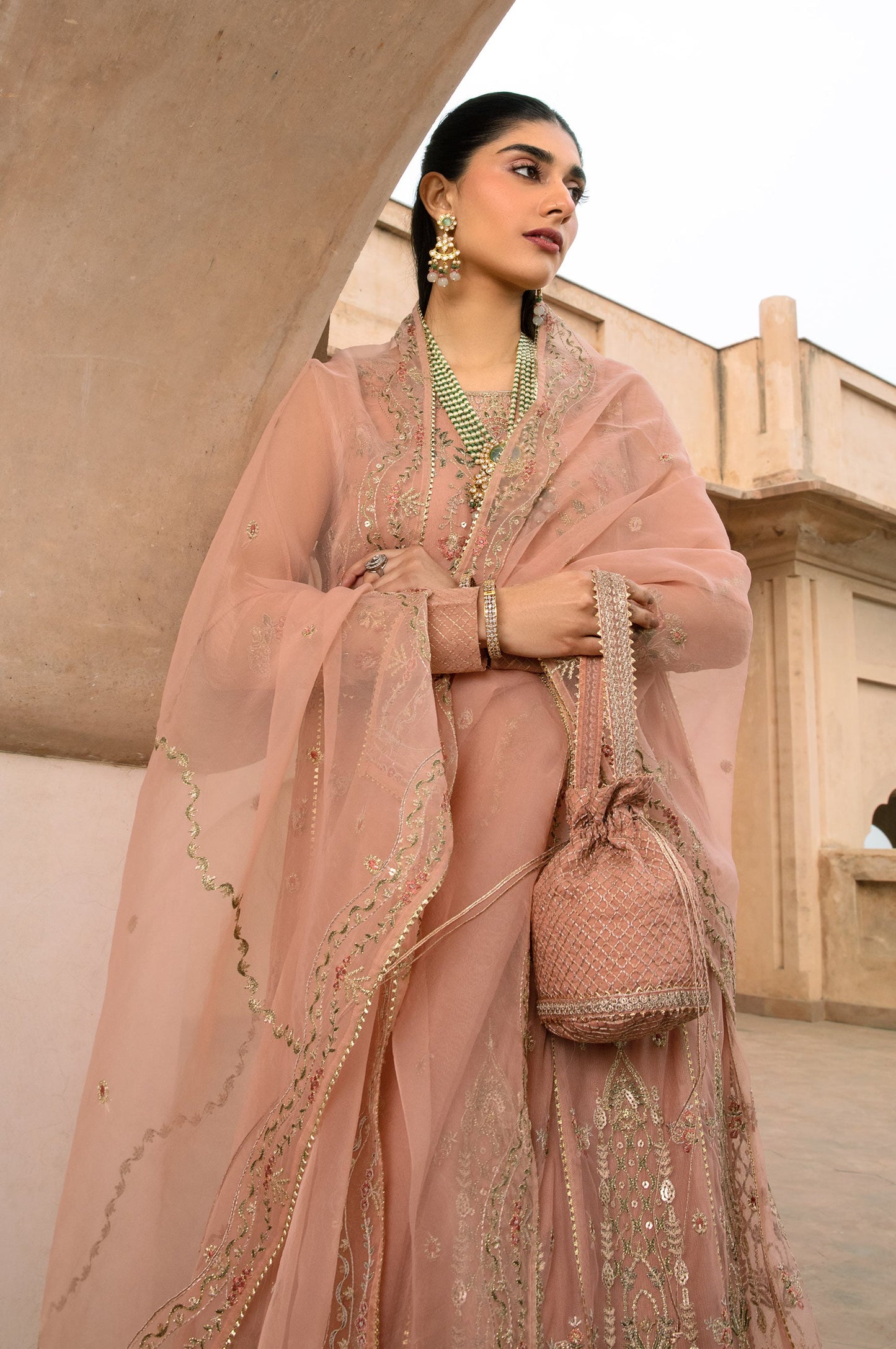 3 Piece Embroidered Net Suit