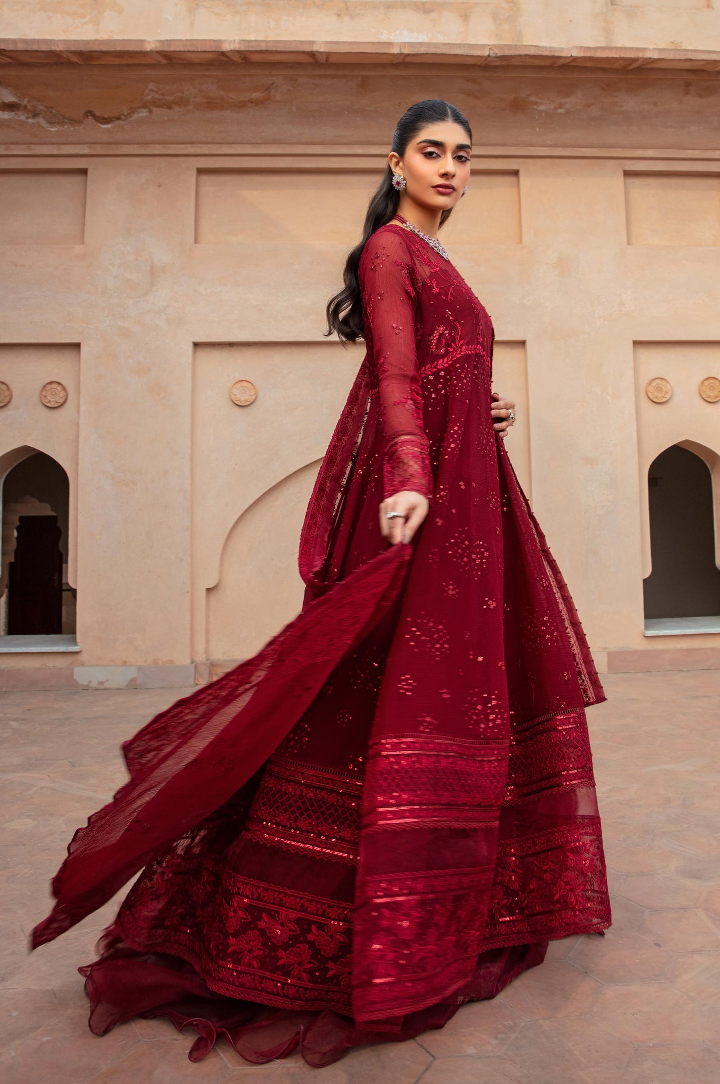3 Piece Embroidered Chiffon Suit