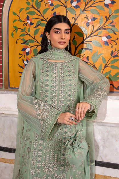 3 Piece Embroidered Organza Suit