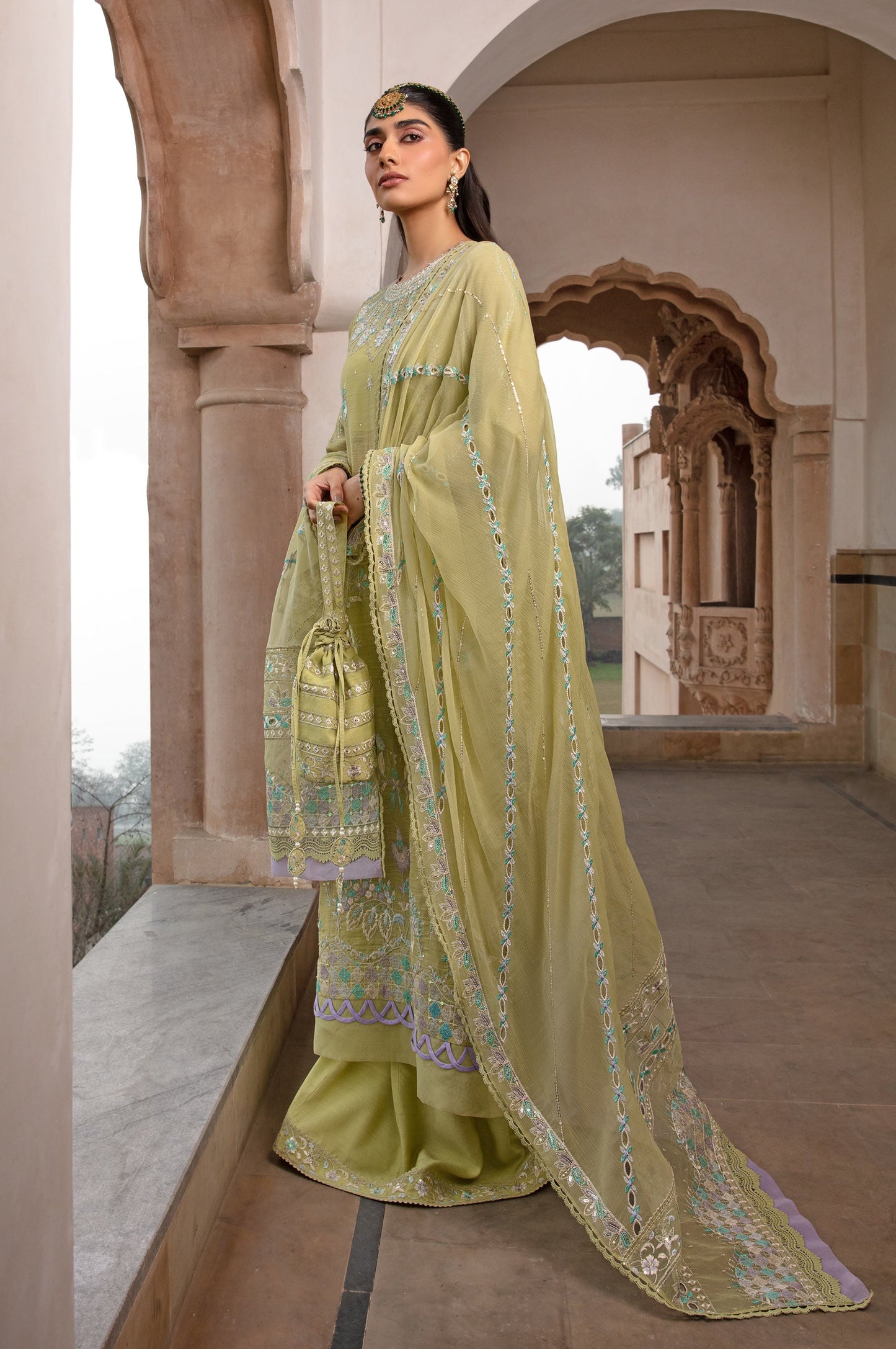 3 Piece Embroidered Monar Suit