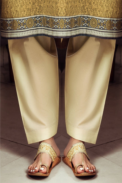 Basic Plain Cambric Shalwar  - Beige