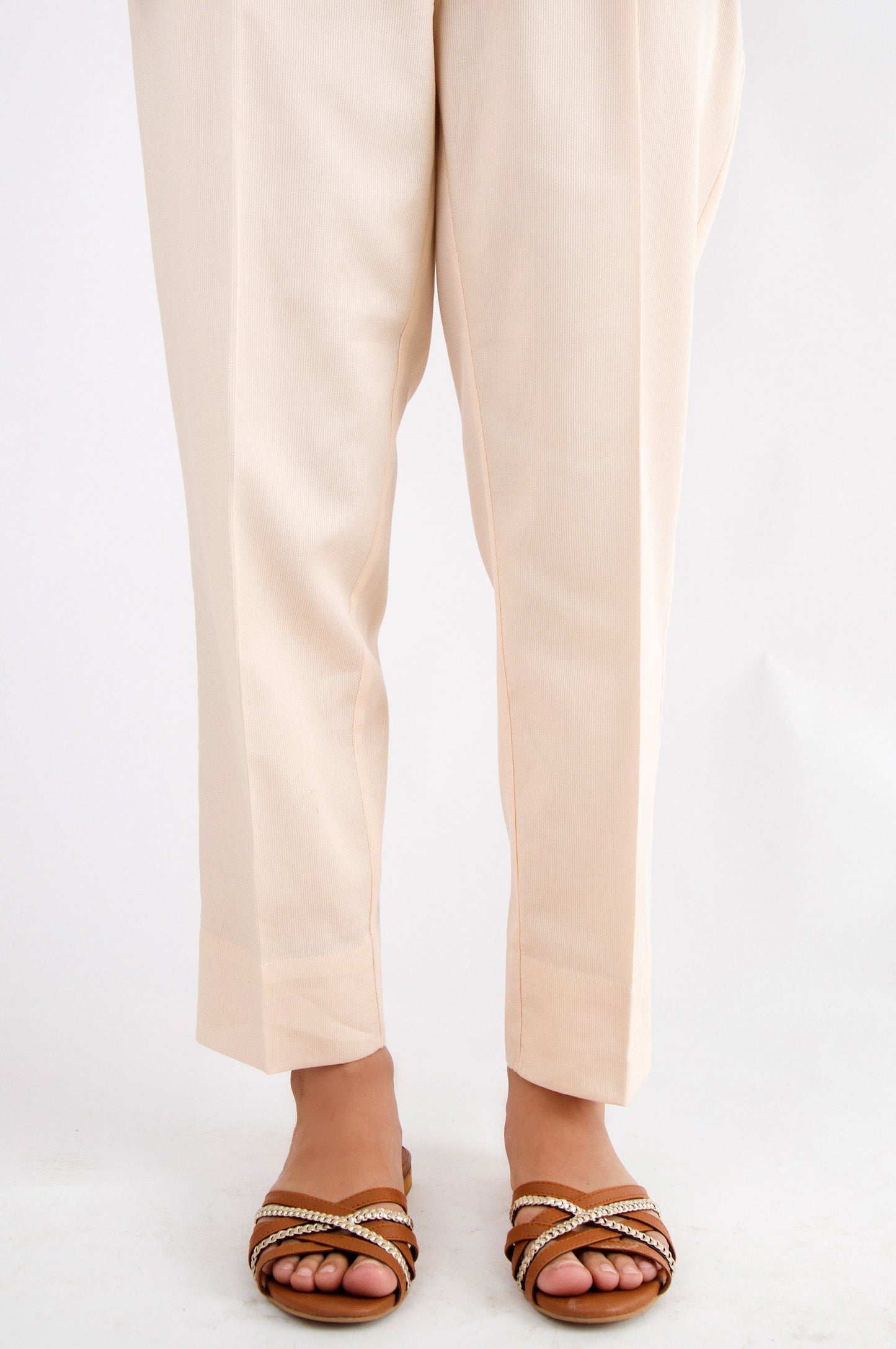 Basic Cottle Cigarette Pants Relax Fit - Beige