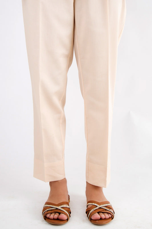 Basic Cottle Cigarette Pants Relax Fit - Beige