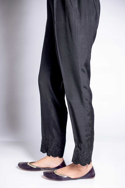 Embroidered Raw Silk Pants