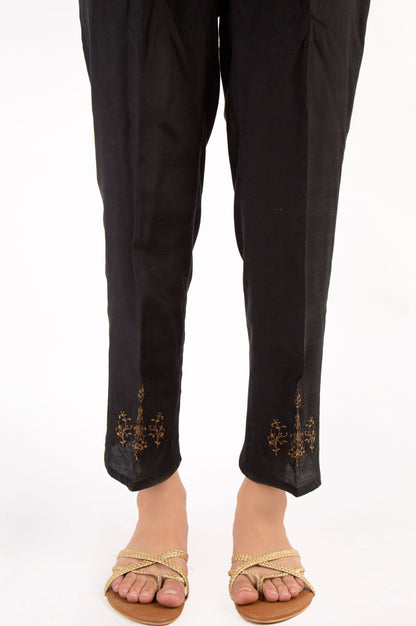 Embroidered Cigarette Pants - Black