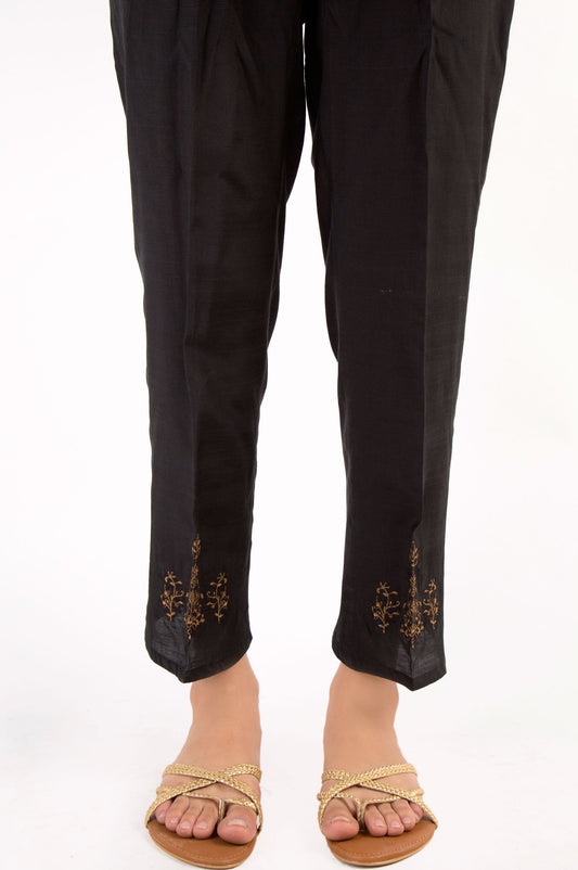 Embroidered Cigarette Pants - Black