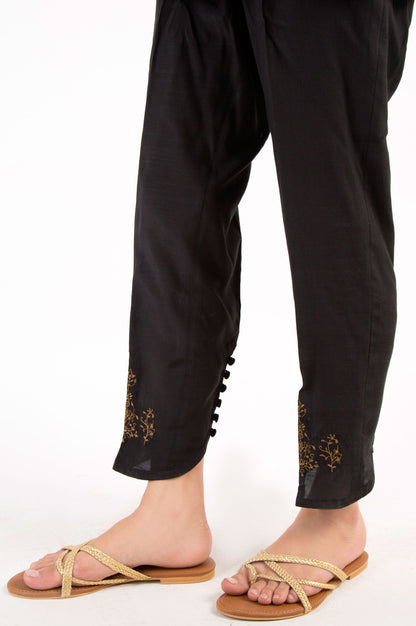 Embroidered Cigarette Pants - Black