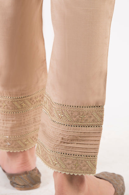 Embroidered Cigarette Pants - Beige