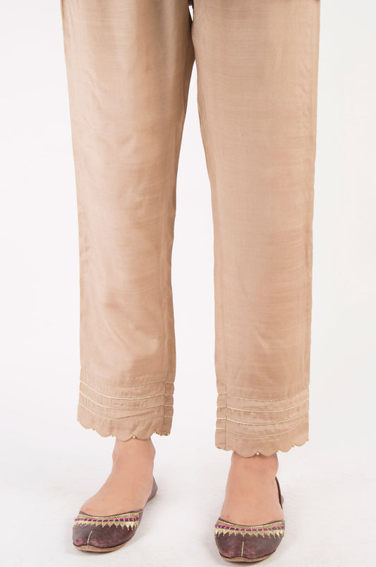 Embellished Raw Silk Pants - Beige