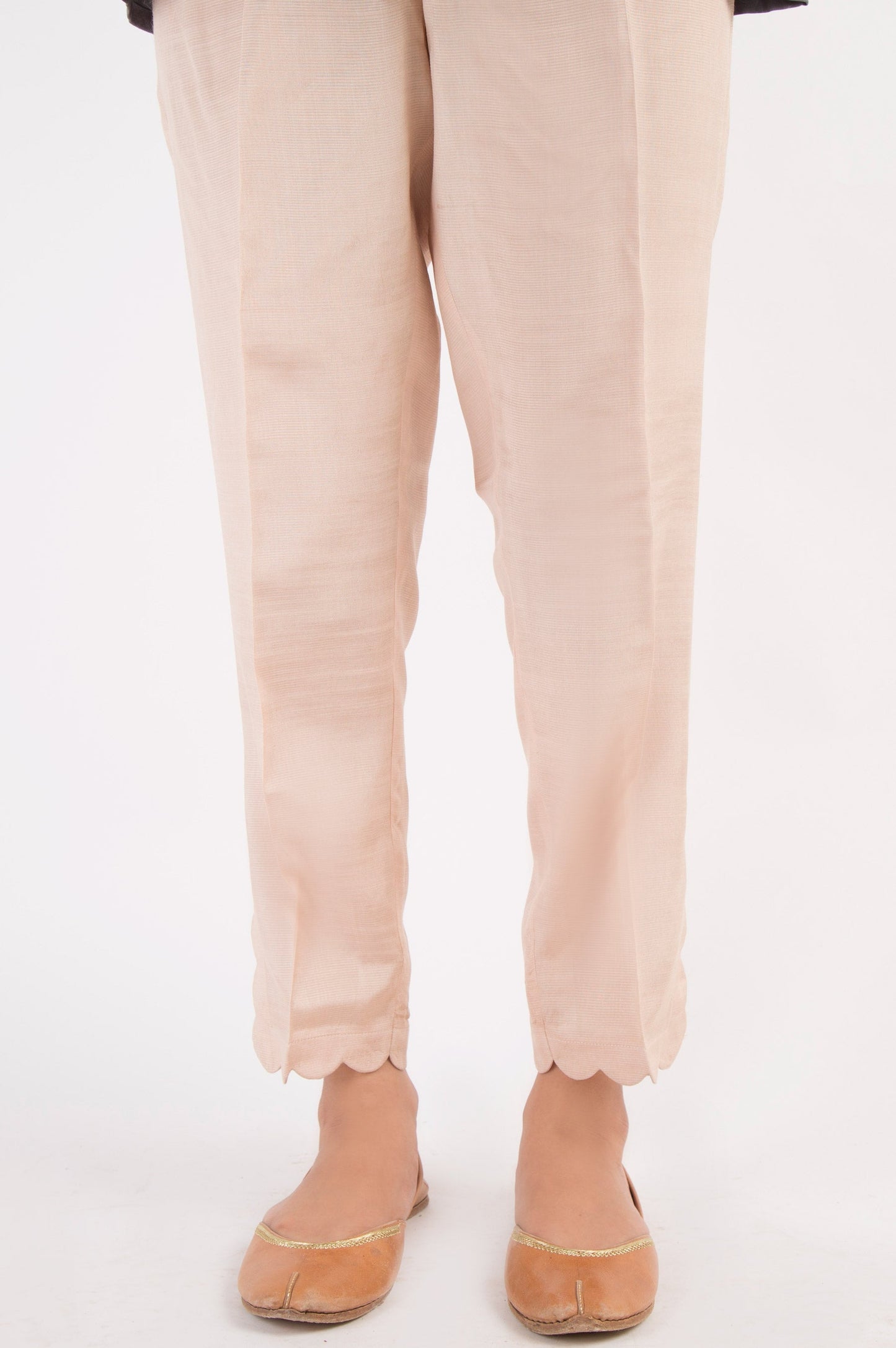 Embellished Raw Silk Cigarette Pants  - L/Beige