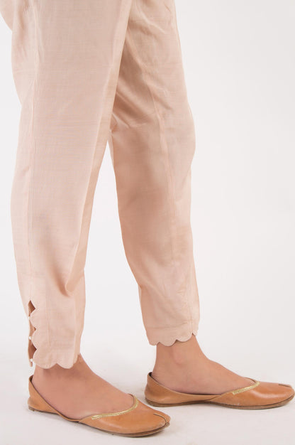 Embellished Raw Silk Cigarette Pants  - L/Beige