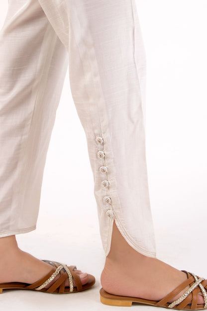 Embroidered Cigarette Pants - White