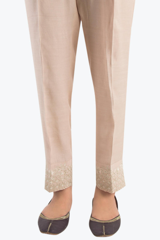 Embroidered Cambric Cigarette Pants  - L/Beige