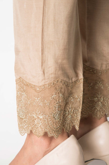 Embroidered cigarette Pants  - Beige