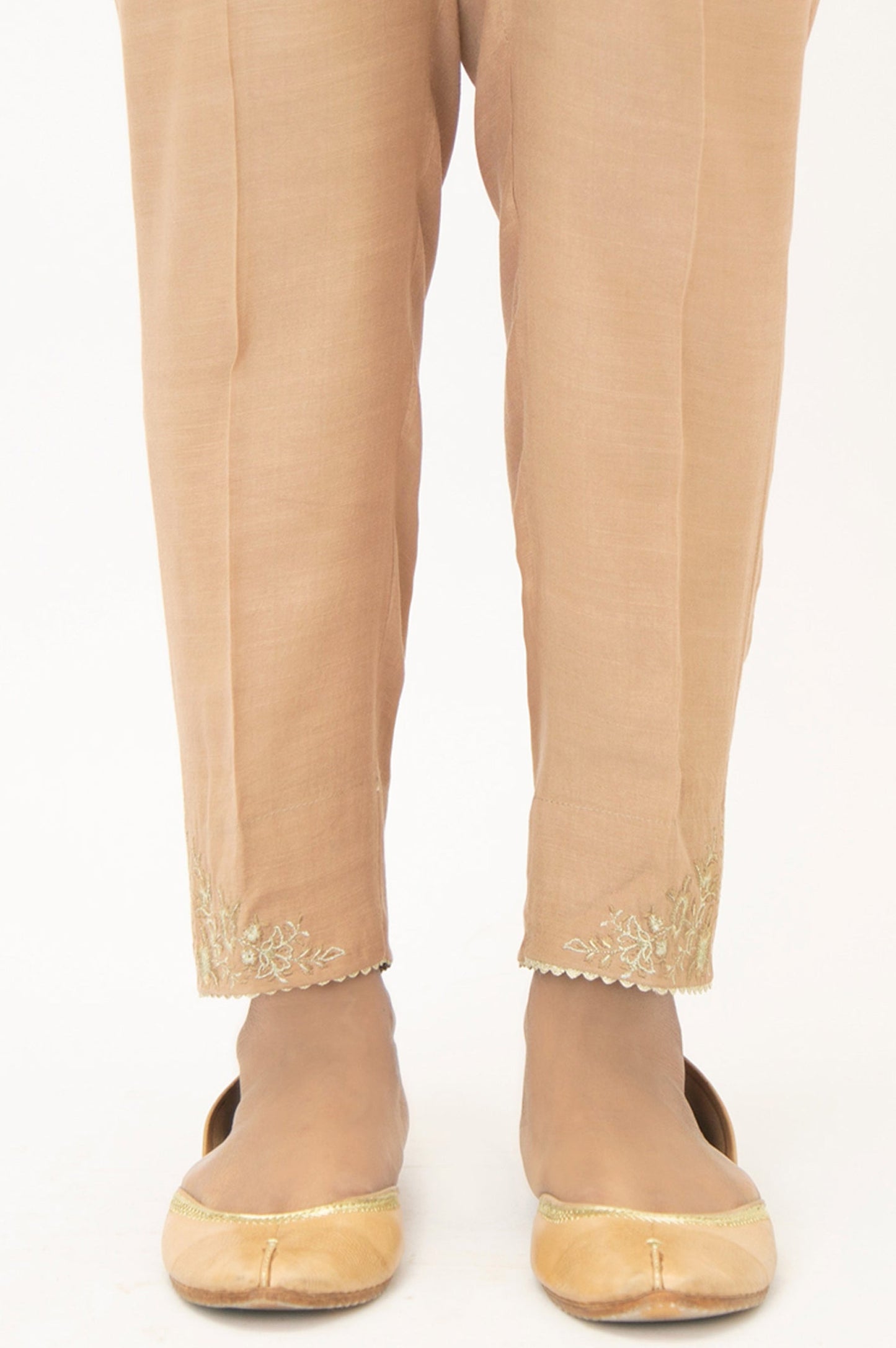 Embroidered Rawsilk Cigeratte Pants - Copper