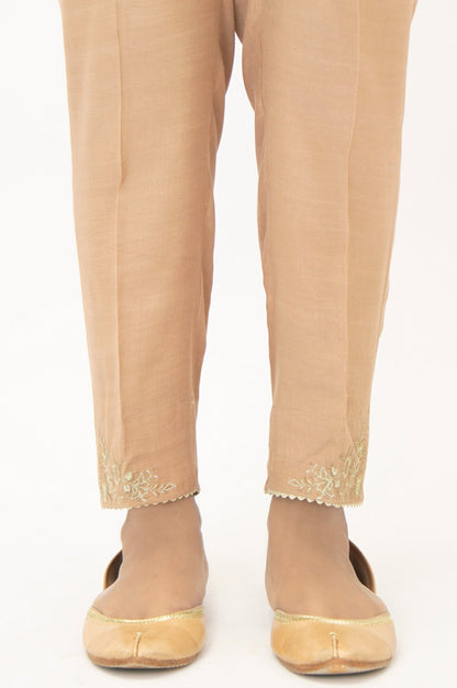 Embroidered Rawsilk Cigeratte Pants - Copper