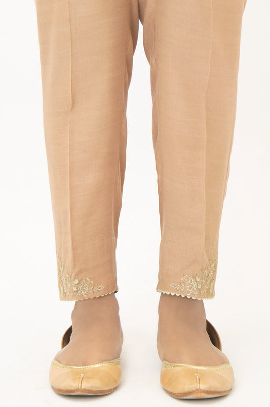 Embroidered Rawsilk Cigeratte Pants - Copper