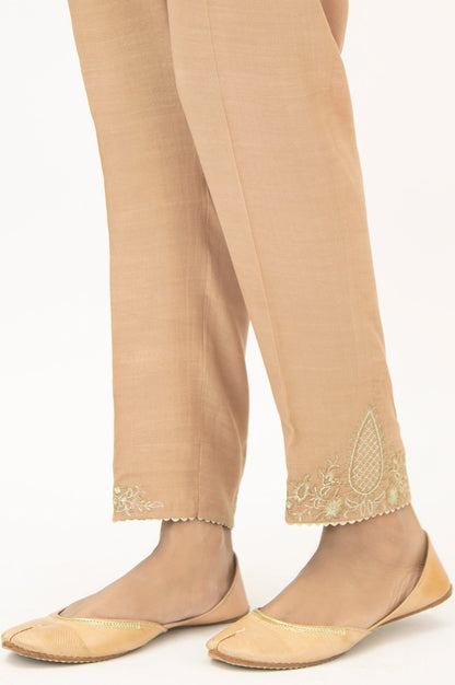 Embroidered Rawsilk Cigeratte Pants - Copper