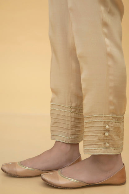 Stylized Rawsilk Cigarette Pants - Gold