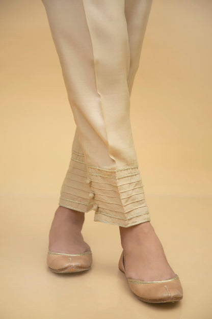 Stylized Rawsilk Cigarette Pants - Gold