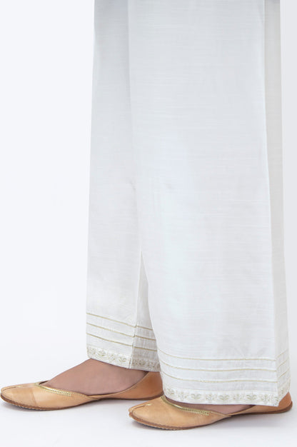 Embroidered Raw Silk Culottes - White