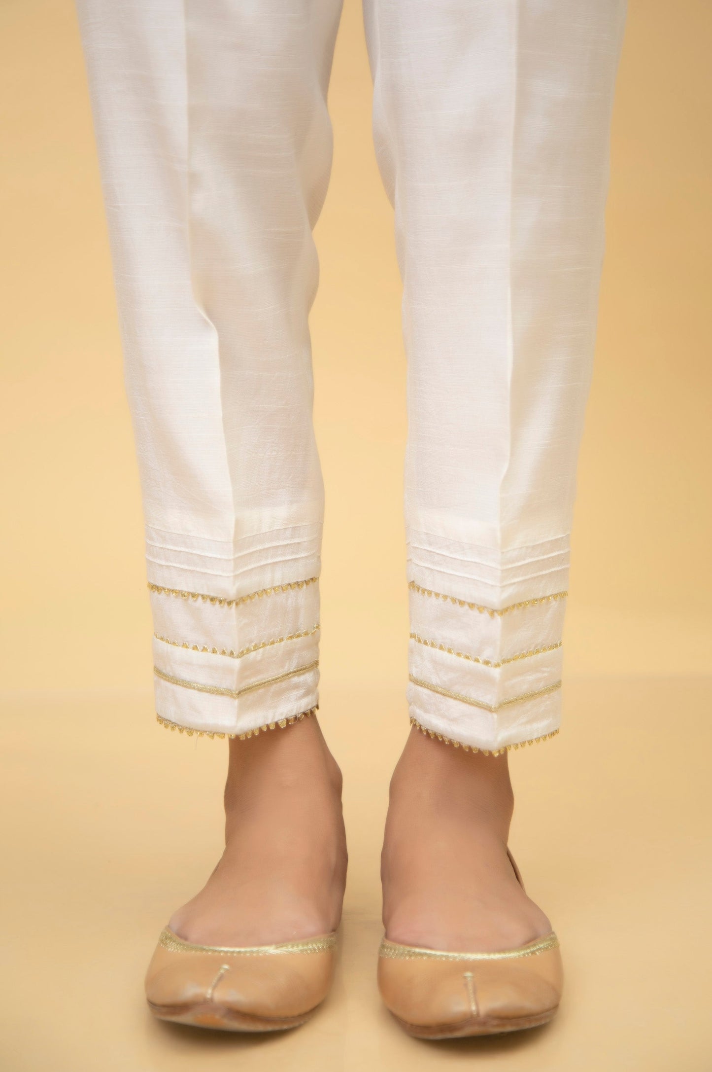 Stylized Rawsilk Cigarette Pants - White