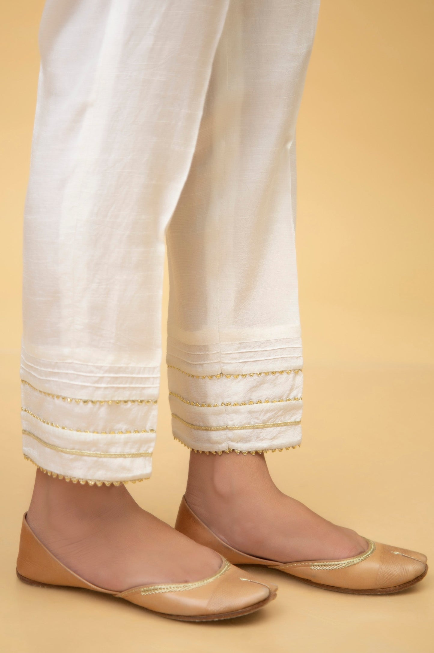 Stylized Rawsilk Cigarette Pants - White