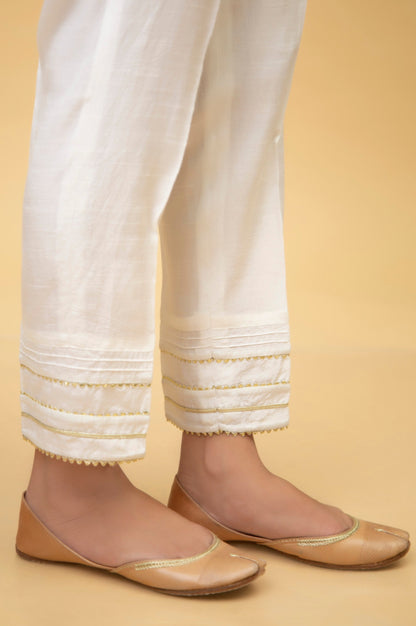 Stylized Rawsilk Cigarette Pants - White